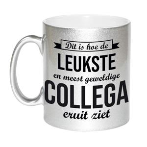 Bellatio Zilveren leukste en meest geweldige collega cadeau koffiemok / theebeker 330 ml -