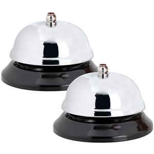 Cosy & Trendy 2x Stuks receptiebel/baliebel 8,5 cm zilver van metaal -