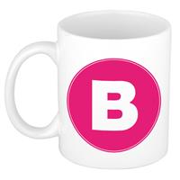 Bellatio Mok / beker met de letter B roze bedrukking voor het maken van een naam / woord of team -