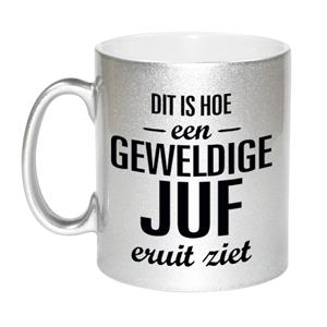 Bellatio Zilveren geweldige juf cadeau koffiemok / theebeker 330 ml -