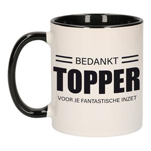 Bellatio Collega cadeau mok / beker zwart bedankt topper voor je fantastische inzet afscheid/pensioen kado -