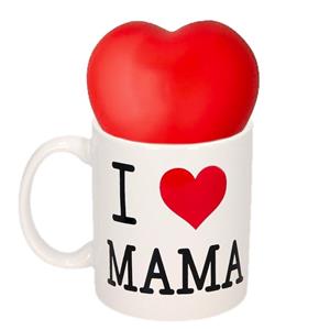 Bellatio Moederdag I love mama mok met stressbal hartje -