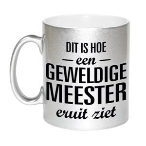 Bellatio Zilveren geweldige meester cadeau koffiemok / theebeker 330 ml -