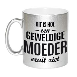 Bellatio Zilveren geweldige moeder cadeau koffiemok / theebeker 330 ml -