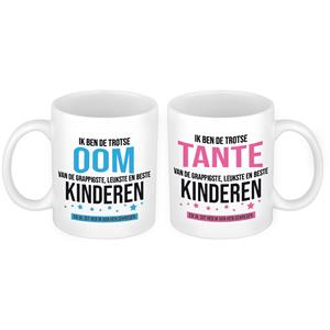 Bellatio Trotse Oom en Tante mok van de grappigste en leukste kinderen - Cadeau beker set voor Oom en Tante -
