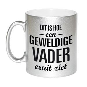 Bellatio Zilveren geweldige vader cadeau koffiemok / theebeker 330 ml -