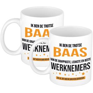 Bellatio 2x stuks trotse baas werknemers cadeau koffiemok / theebeker 300 ml -