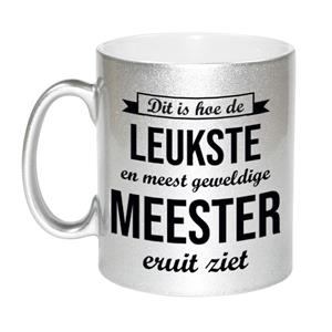 Bellatio Zilveren leukste en meest geweldige meester cadeau koffiemok / theebeker 330 ml -