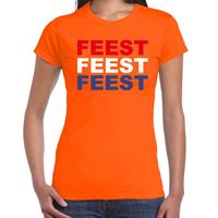Bellatio Feest t-shirt oranje voor dames