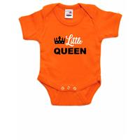 Bellatio Little queen Koningsdag romper met kroontje oranje voor babys -