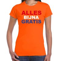 Bellatio Alles bijna gratis t-shirt oranje voor dames
