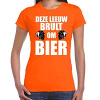 Bellatio Deze leeuw brult om bier t-shirt oranje voor dames