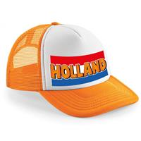 Bellatio Oranje/ wit Holland vlag snapback cap/ truckers pet dames en heren - Koningsdag/ EK/ WK petjes -