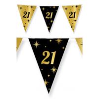 Paperdreams Leeftijd verjaardag feest vlaggetjes 21 jaar geworden zwart/goud 10 meter -