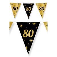 Paperdreams Leeftijd verjaardag feest vlaggetjes 80 jaar geworden zwart/goud 10 meter -