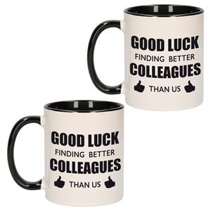 Bellatio 2x stuks good luck finding better colleagues than us mok / beker bedankt cadeau collega -