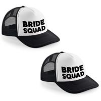 Bellatio 8x stuks zwart/ wit Bride Squad snapback cap/ truckers pet dames - Vrijgezellenfeest petjes -