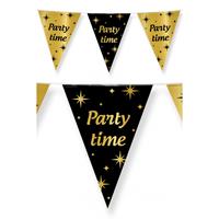 Paperdreams 3x stuks leeftijd verjaardag feest vlaggetjes Party Time thema geworden zwart/goud 10 meter -