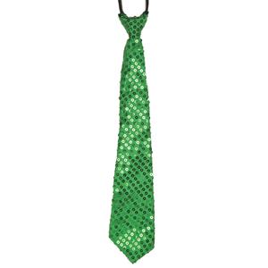 Groene pailletten stropdas 32 cm -