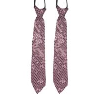 6x stuks roze pailletten stropdas 32 cm -