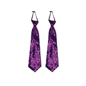2x stuks paarse pailletten stropdas 32 cm -
