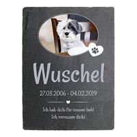 Proverdi GmbH Schiefer Gedenkplatte fÃ¼r Hunde zum Andenken mit Foto 150 x 200 mm - Hochformat