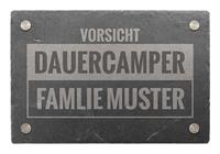 TÃ¼rschild aus Schiefer 300 x 200 mm - Motiv Vorsicht Dauercamper