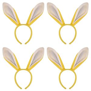 10x stuks konijnen/bunny oren geel met wit voor volwassenen