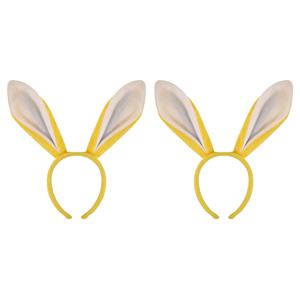 2x stuks konijnen/bunny oren geel met wit voor volwassenen