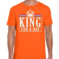 Bellatio King for a day t-shirt oranje met witte letters voor heren