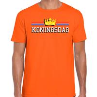 Bellatio Koningsdag t-shirt met gouden kroon oranje voor heren