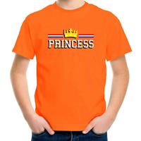 Bellatio Princess met kroon t-shirt oranje voor kinderen