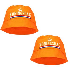 Bellatio 4x stuks Koningsdag bucket hat / zonnehoedje oranje voor dames