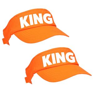 Bellatio 4x stuks oranje King zonneklep met Nederlandse vlag voor Koningsdag/ EK/ WK -