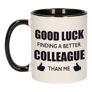 Bellatio Good luck finding a better colleague than me mok / beker wit met zwart bedankt cadeau collega 300 ml -