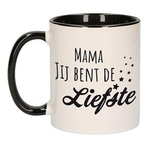 Bellatio Mama jij bent de liefste wit met zwart kado mok / beker voor Moederdag / verjaardag -