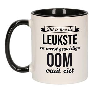 Bellatio Geweldige oom cadeau koffiemok / theebeker wit met zwart 300 ml -