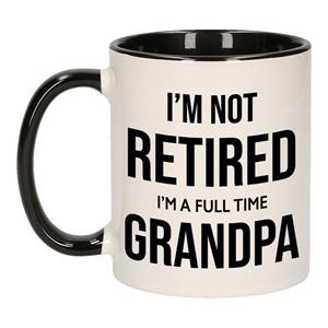 Bellatio Im not retired im a full time grandpa / opa pensioen mok / beker wit met zwart afscheidscadeau 300 m -