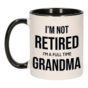 Bellatio Im not retired im a full time grandma / oma pensioen mok / beker wit met zwart afscheidscadeau 300 m -