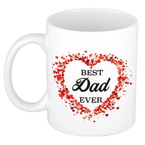 Bellatio Best dad ever kado mok / beker met hartjes voor Vaderdag / verjaardag -