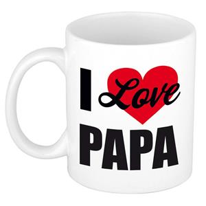 Bellatio I love papa / Ik hou van papa cadeau mok / beker wit 300 ml - Cadeau mokken -