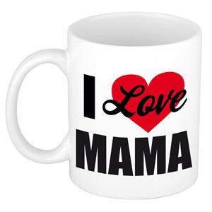 Bellatio I love mama / Ik hou van mama cadeau mok / beker wit 300 ml - Cadeau mokken -