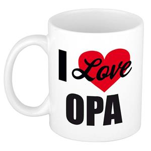 Bellatio I love opa / Ik hou van opa cadeau mok / beker wit 300 ml - Cadeau mokken -