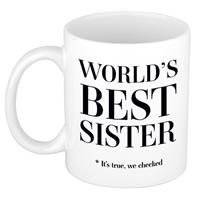 Bellatio Worlds best sister cadeau koffiemok / theebeker wit 330 ml - Cadeau mokken -