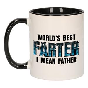 Bellatio Worlds best farter mok / beker zwart wit 300 ml - Cadeau mokken - Papa/ Vaderdag -