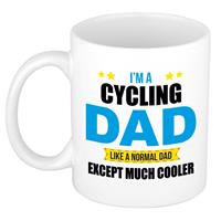 Bellatio Cycling dad mok / beker wit 300 ml - Cadeau mokken - Papa/ Vaderdag -