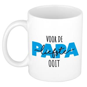 Bellatio Voor de liefste papa ooit mok / beker wit 300 ml - Cadeau mokken - Vaderdag -