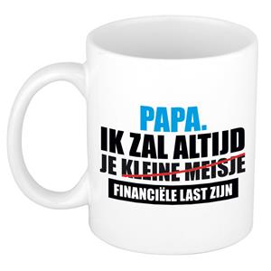 Bellatio Papa financiele last mok / beker wit 300 ml - Cadeau mokken - Vaderdag -