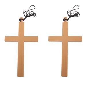 2x stuks verkleed artikel nonnen/priester ketting met groot kruis 23 cm -