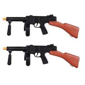 2x stuks Speelgoed machine geweer Tommy gun met geluid 50 cm -